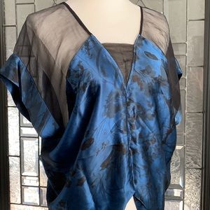 NWOT Silk blouse with sheer shoulders